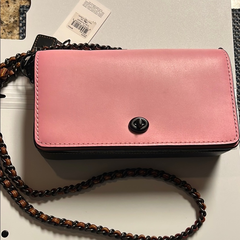 Pink Leather Coach Dinky Bag
